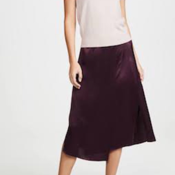 Vince Silk Midi Skirt NWT Merlot Small